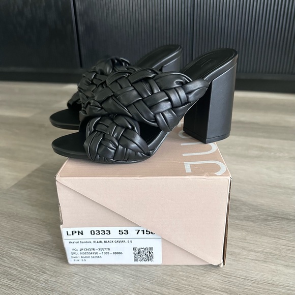 JustFab Blair Block Heel Braided Sandals, 5.5-6 DV Mules - Picture 1 of 4